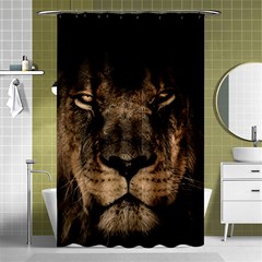 African Lion Mane Close Eyes Shower Curtain 48  X 72  (small)  by Celenk