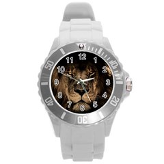 African Lion Mane Close Eyes Round Plastic Sport Watch (l) by Celenk