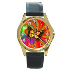 Arrangement Butterfly Aesthetics Round Gold Metal Watch by Celenk