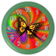 Arrangement Butterfly Aesthetics Color Wall Clocks by Celenk