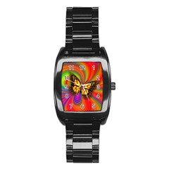 Arrangement Butterfly Aesthetics Stainless Steel Barrel Watch by Celenk