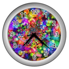 Background Color Pattern Structure Wall Clocks (silver) 