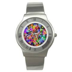 Background Color Pattern Structure Stainless Steel Watch by Celenk