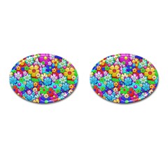 Flowers Ornament Decoration Cufflinks (oval) by Celenk