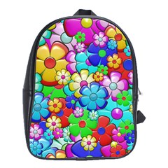 Flowers Ornament Decoration School Bag (xl)