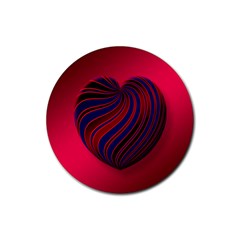 Heart Love Luck Abstract Rubber Round Coaster (4 Pack)  by Celenk