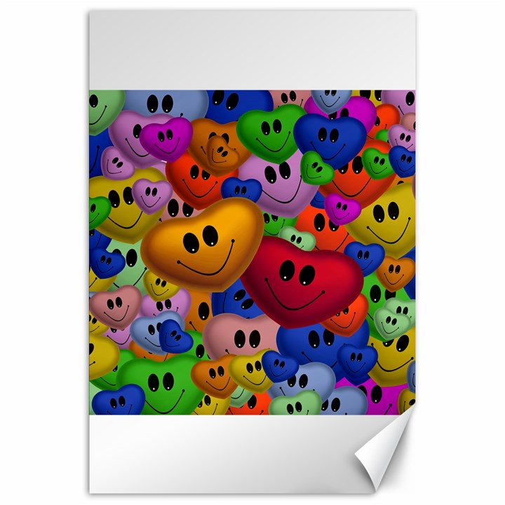 Heart Love Smile Smilie Canvas 20  x 30  