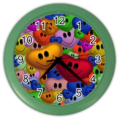 Heart Love Smile Smilie Color Wall Clocks