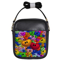 Heart Love Smile Smilie Girls Sling Bags