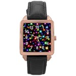 Fireworks Rocket New Year S Day Rose Gold Leather Watch  Front