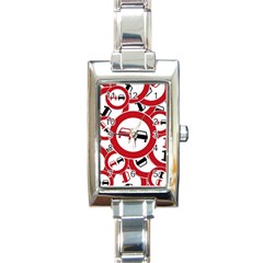 Overtaking Traffic Sign Rectangle Italian Charm Watch by Celenk