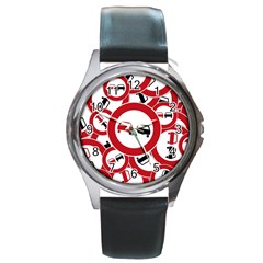 Overtaking Traffic Sign Round Metal Watch