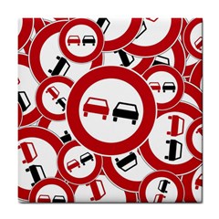 Overtaking Traffic Sign Tile Coasters by Celenk