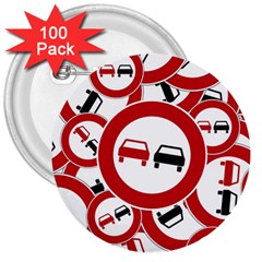 Overtaking Traffic Sign 3  Buttons (100 Pack) 