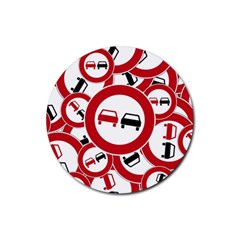 Overtaking Traffic Sign Rubber Round Coaster (4 Pack)  by Celenk