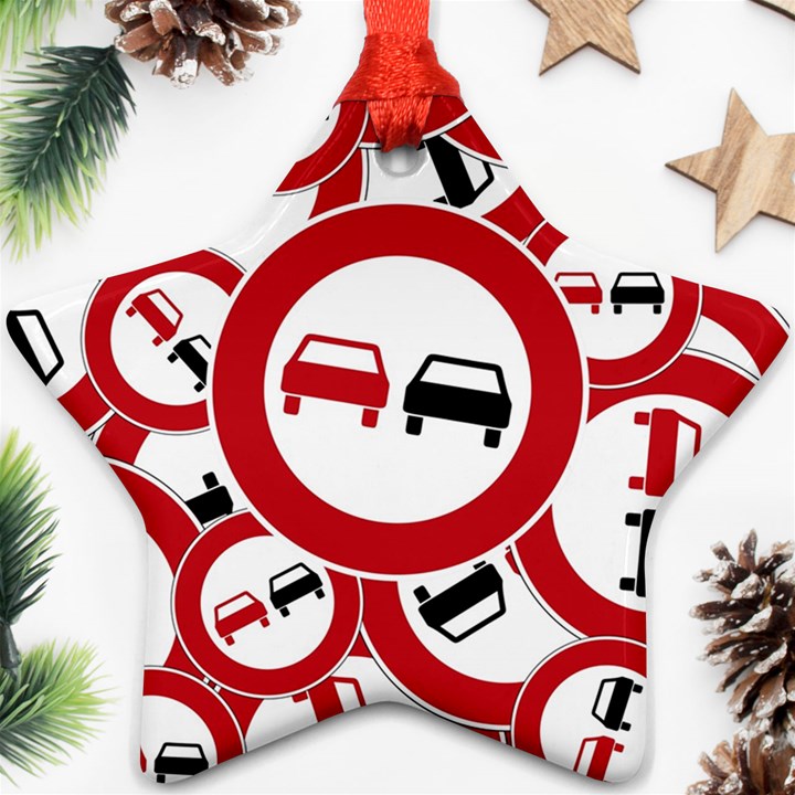 Overtaking Traffic Sign Star Ornament (Two Sides)