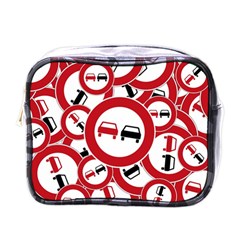 Overtaking Traffic Sign Mini Toiletries Bags by Celenk