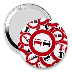 Overtaking Traffic Sign 3  Handbag Mirrors by Celenk