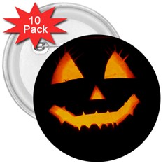 Pumpkin Helloween Face Autumn 3  Buttons (10 Pack)  by Celenk