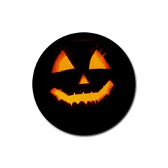 Pumpkin Helloween Face Autumn Rubber Coaster (round)  by Celenk