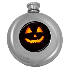 Pumpkin Helloween Face Autumn Round Hip Flask (5 Oz) by Celenk