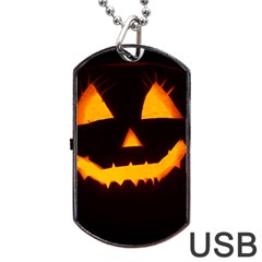 Pumpkin Helloween Face Autumn Dog Tag Usb Flash (two Sides) by Celenk