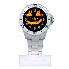 Pumpkin Helloween Face Autumn Plastic Nurses Watch by Celenk