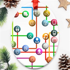 Icon Media Social Network Oval Ornament (two Sides) by Celenk