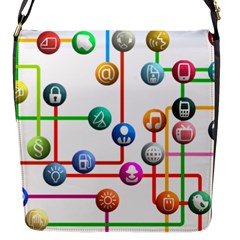 Icon Media Social Network Flap Messenger Bag (s) by Celenk