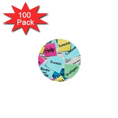 Stickies Post It List Business 1  Mini Buttons (100 Pack)  by Celenk