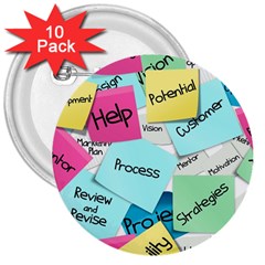 Stickies Post It List Business 3  Buttons (10 Pack)  by Celenk