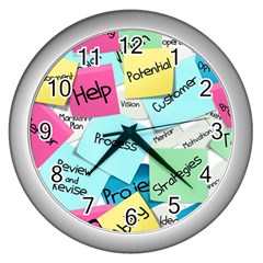 Stickies Post It List Business Wall Clocks (silver)  by Celenk