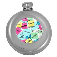 Stickies Post It List Business Round Hip Flask (5 Oz) by Celenk