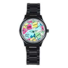 Stickies Post It List Business Stainless Steel Round Watch by Celenk