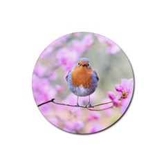 Spring Bird Bird Spring Robin Rubber Round Coaster (4 Pack)  by Celenk