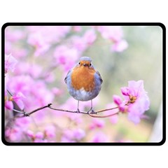 Spring Bird Bird Spring Robin Fleece Blanket (large)  by Celenk