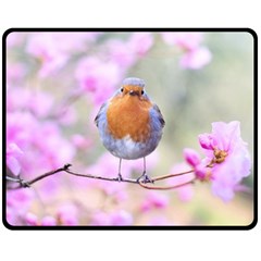 Spring Bird Bird Spring Robin Fleece Blanket (medium)  by Celenk