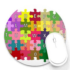 Puzzle Part Letters Abc Education Round Mousepads