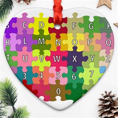 Puzzle Part Letters Abc Education Ornament (heart) by Celenk