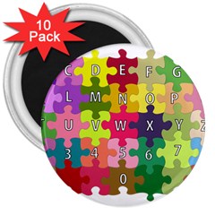 Puzzle Part Letters Abc Education 3  Magnets (10 Pack)  by Celenk