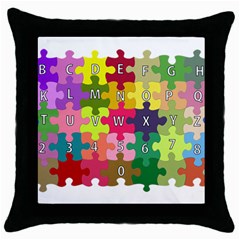 Puzzle Part Letters Abc Education Throw Pillow Case (black) by Celenk