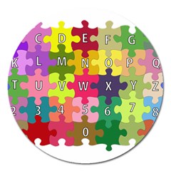 Puzzle Part Letters Abc Education Magnet 5  (round) by Celenk