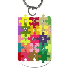 Puzzle Part Letters Abc Education Dog Tag (one Side) by Celenk