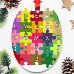 Puzzle Part Letters Abc Education Oval Ornament (two Sides) by Celenk