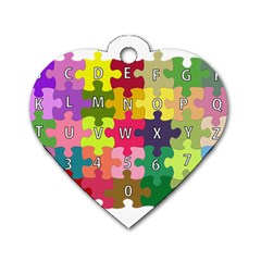 Puzzle Part Letters Abc Education Dog Tag Heart (two Sides) by Celenk