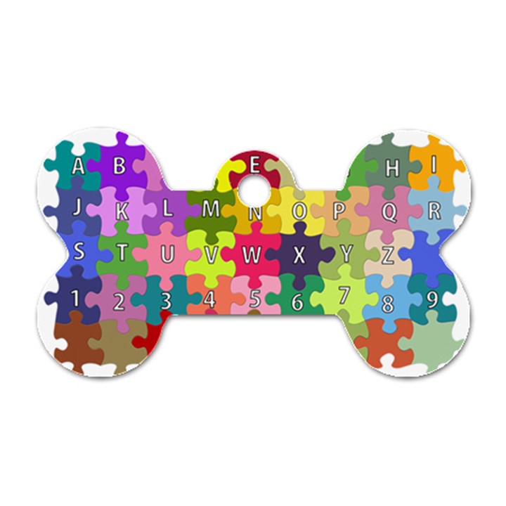 Puzzle Part Letters Abc Education Dog Tag Bone (One Side)