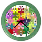 Puzzle Part Letters Abc Education Color Wall Clocks Front