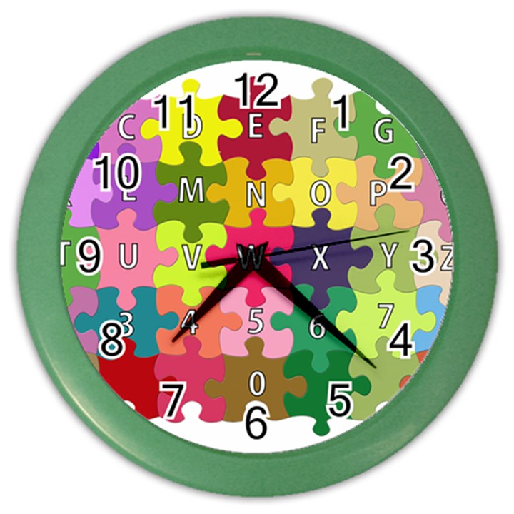 Puzzle Part Letters Abc Education Color Wall Clocks