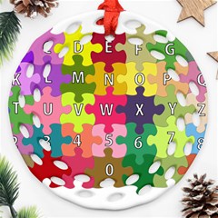 Puzzle Part Letters Abc Education Ornament (round Filigree) by Celenk