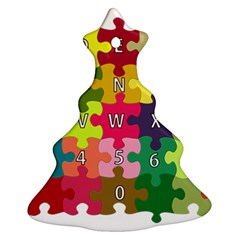 Puzzle Part Letters Abc Education Christmas Tree Ornament (two Sides) by Celenk